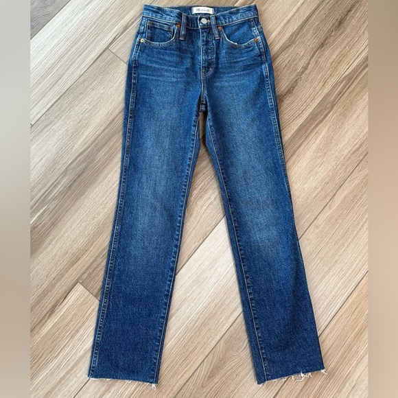 Madewell Dark Wash Stovepipe Full Length Straight Leg Denim Jeans - Picture 2 of 8